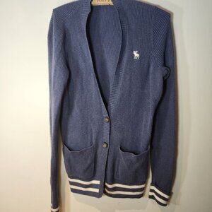 Abercrombie & Fitch Navy Cardigan with White Accents button up